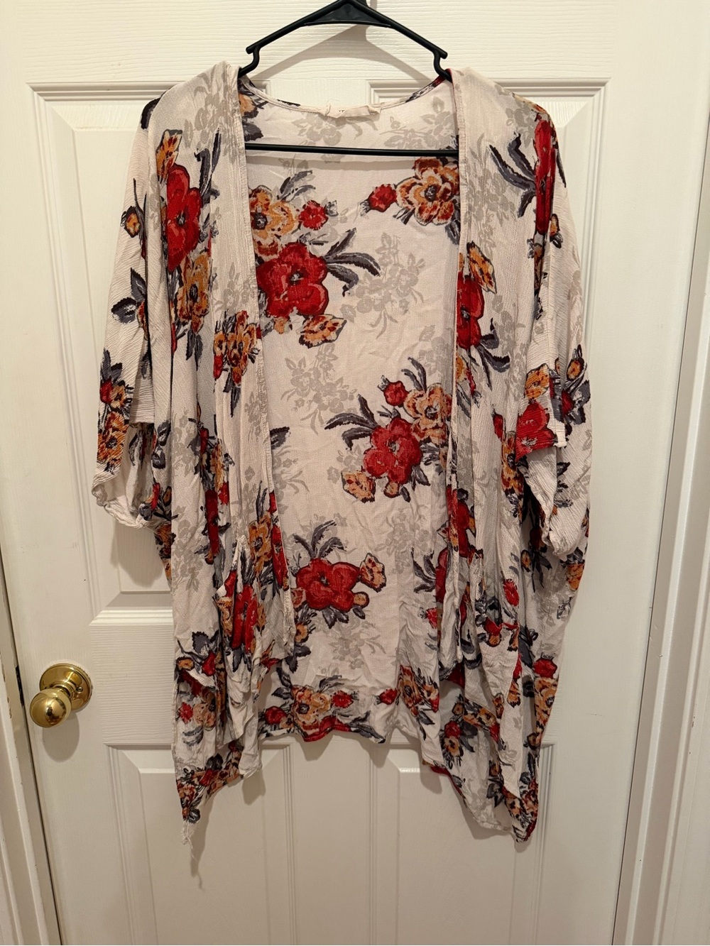 Audrey 3+1 Floral Boho Open Front Kimono Cardigan Medium
